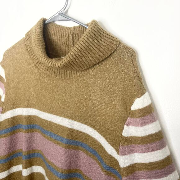 A Beautiful Soul plus size 18 20 taupe sweater turtleneck stripe mauve soft - Picture 3 of 14